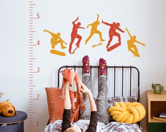 Skateboarders Growth Chart Wall Decal