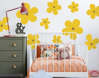 Daisy Flowers Wall Decal, Flowers Wall Decor, Floral Wall Decal, Girls Room Wall Decal, Baby Girls Nursery Wall Decal