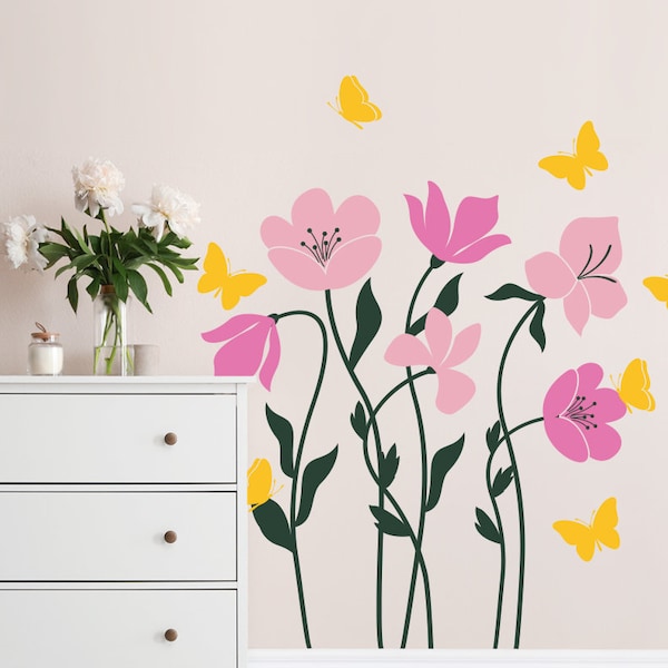 Wall Decals Flowers Etsy
