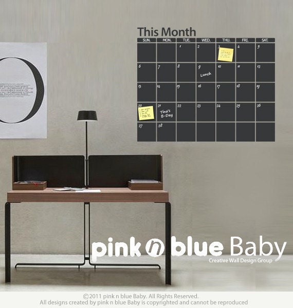 Items similar to Wall Chalkboard Calendar, Modern Chalkboard Calendar