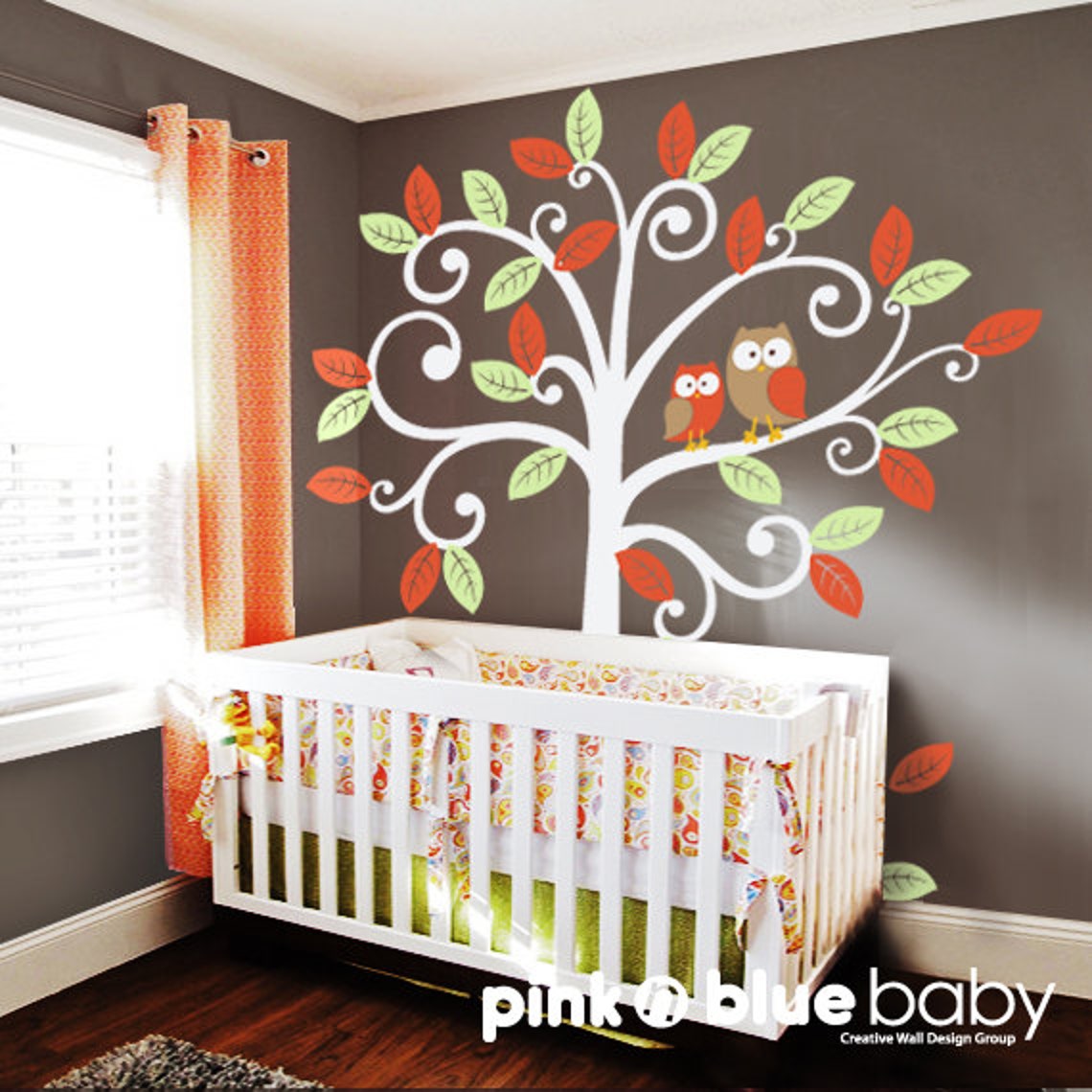 Wall Decal Baby Nursery Decor Owls and Swirly Tree Nursery Etsy
