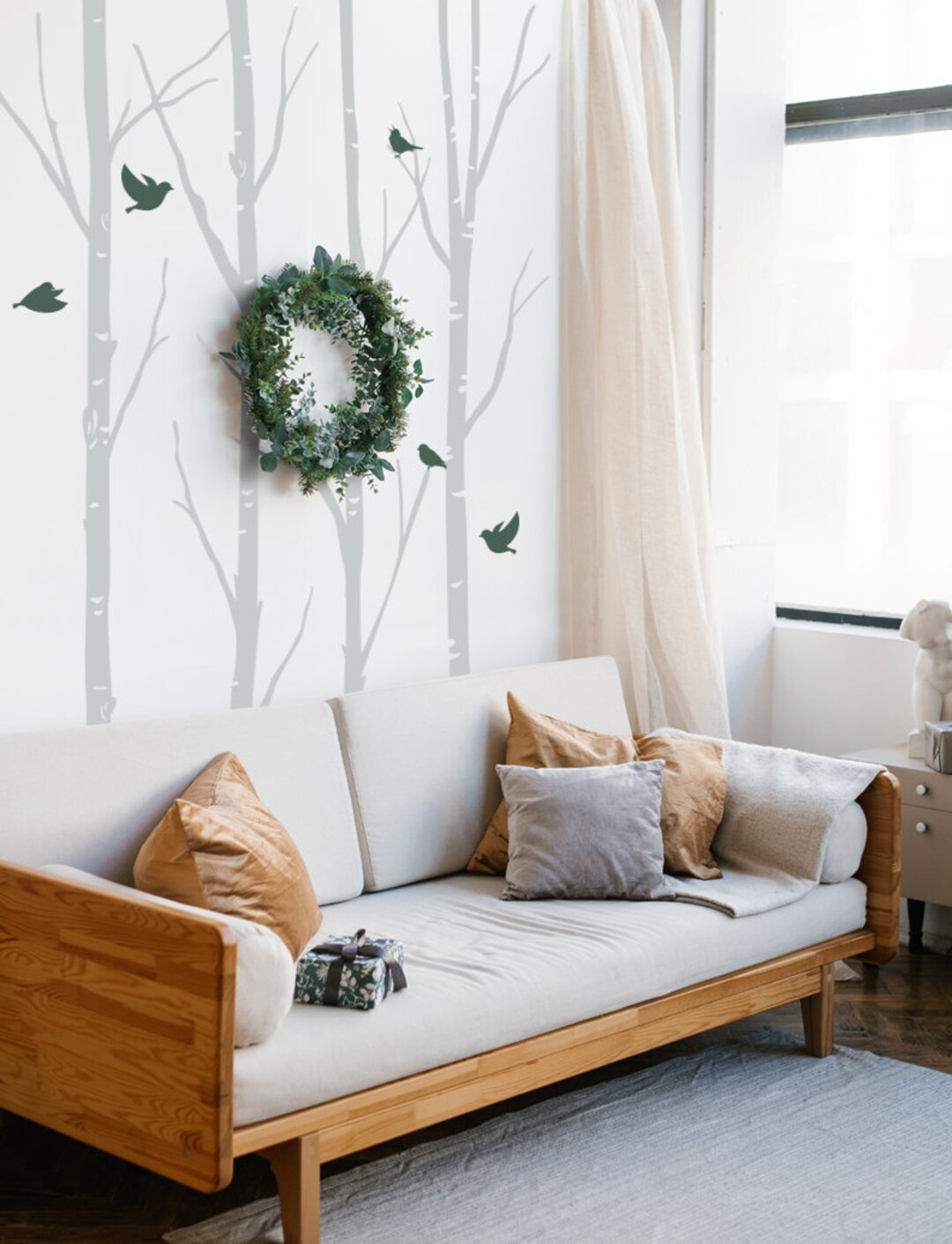 Birds and Birch Trees Wall Decal - Etsy