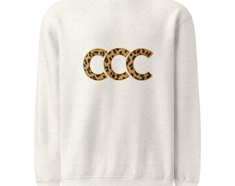 CoCoCure | Leopard “C” Crewneck Sweatshirt, Unisex Luxury Streetwear, Minimalist Animal Print Pullover