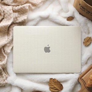 Ljusbeige vävt personligt läderfodral till MacBook Neo A18 M5 Air 13 A3113, A2337, Pro A2338 Pro 14 15 16, laptopfodral