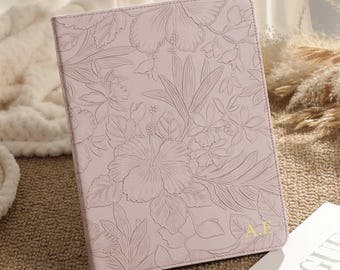 Pale Purple Flower Leather iPad Case With Pencil Holder 2026 iPad Air11/13 Case iPad Cover, iPad Pro 11/13 Case, iPad Mini 7 Protective Case