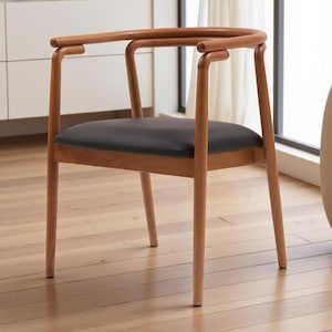Scandinavian Dining Chair, Handmade Solid Wood Modern Kitchen Chair, Rustic Home Decor, Ergonomic Seating, Custom Fabric Options