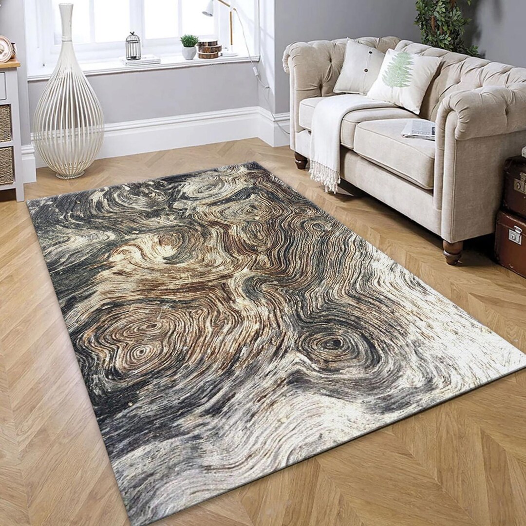 Wood Grain Area Rug, Rustic Cabin Decor | Tree Ring Texture Floor Mat ...