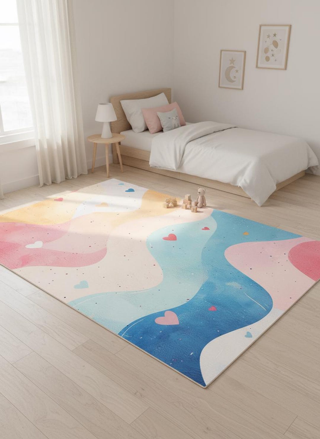 Heart Rug Kids Cute Heart Rug, Pastel Abstract Area Rug | Kids Room Decor, Nursery ...