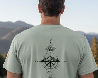 Mountain Compass Rose T-Shirt, Wanderlust Adventure Tee
