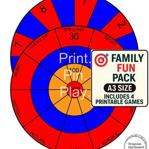Printable Dartboard Games: Family Fun Pack (Digital Download, A3 Overlay Games)