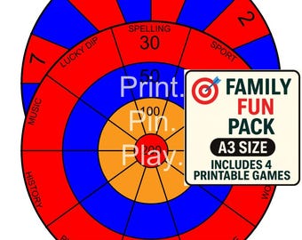 Printable Dartboard Games: Family Fun Pack (Digital Download, A3 Overlay Games)
