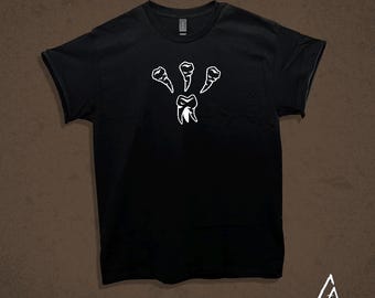 Hand-Printed Teeth Shirt: Original Linocut Design