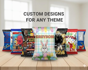 Custom Printed Chip Bags • Personalized Party Favors (Set of 12)