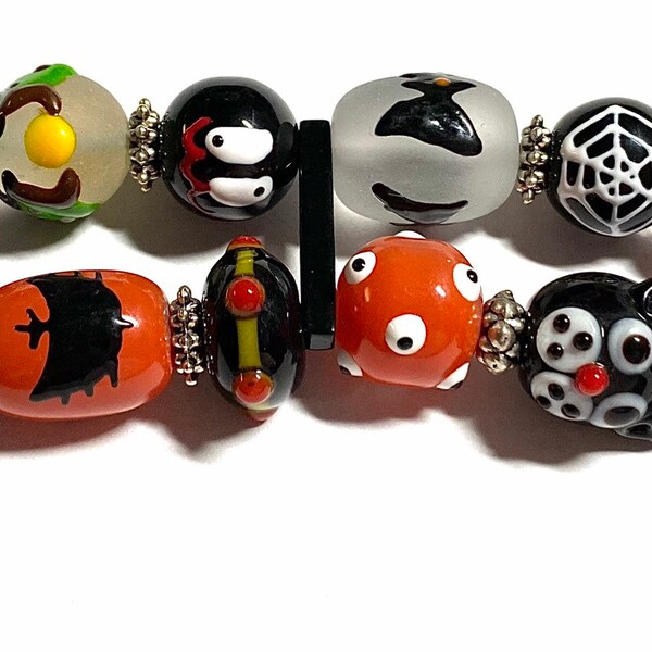 Halloween , Jewelry Watchband. Lamp Work, Beaded Interchangeable Stretchy Watchband, Bracelets, Handmade, Women, Gifts For Her,