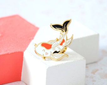 Lucky Koi Fish Enamel Pin, Asian Lucky Charm Lapel Pin, Japanese Fish, Gold Fish Lapel Pin, Hard Enamel Pins, Gold Plated Pin