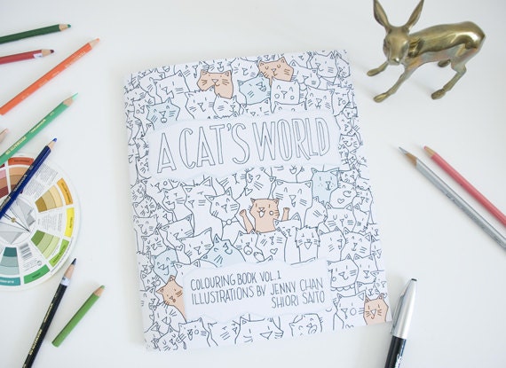 A Cats World Coloring Book Adult Animal Colouring Books