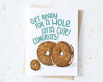 Everything Bagel Newborn Greeting Card, Gifts for New Moms, Newborn Baby Cards, Funny Food Puns, Baby Shower Cards, For Mums