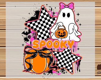 Retro Halloween Spooky Ghost DTF Heat Transfer: Ready to Press