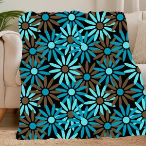 Retro Floral Blanket, Mid-Century Floral Home Decor, Botanical Throw