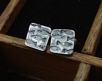 fish studs, silver fish small earrings