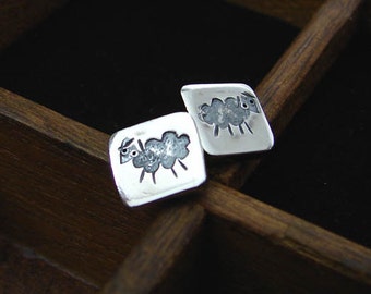 sheep studs, silver sheep small earrings