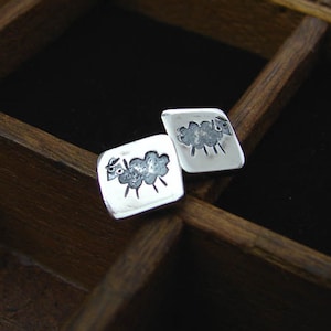 sheep studs, silver sheep small earrings