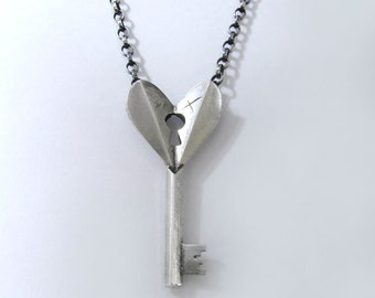 silver key heart pendant