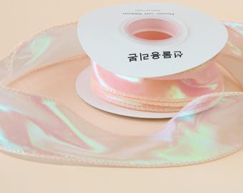 Champagne pink Fishtail organza ribbon for flower gift wrapping and wedding party decoration