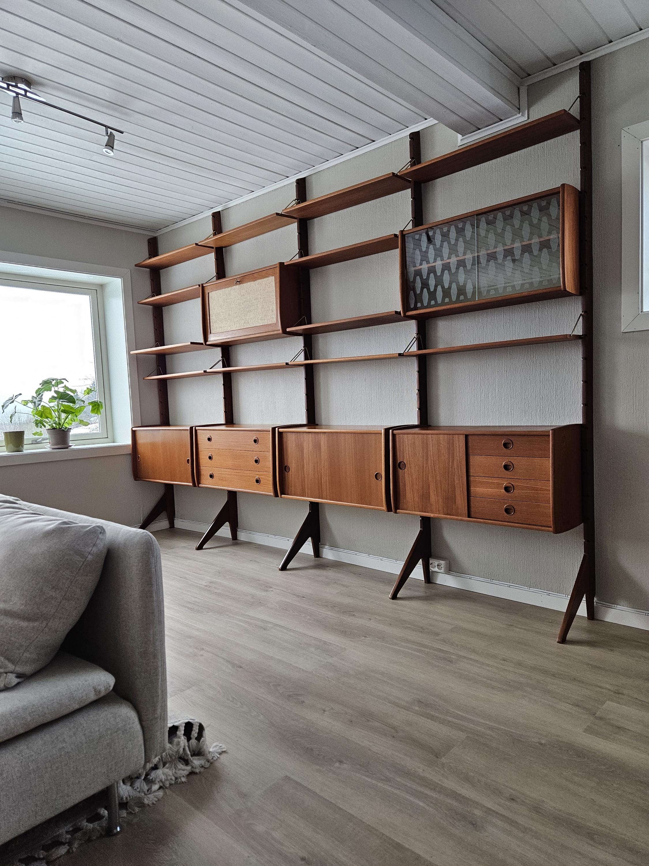 Mid-Century Teak Wall Unit: Scandinavian Modular Shelving by Texmon & Blindheim