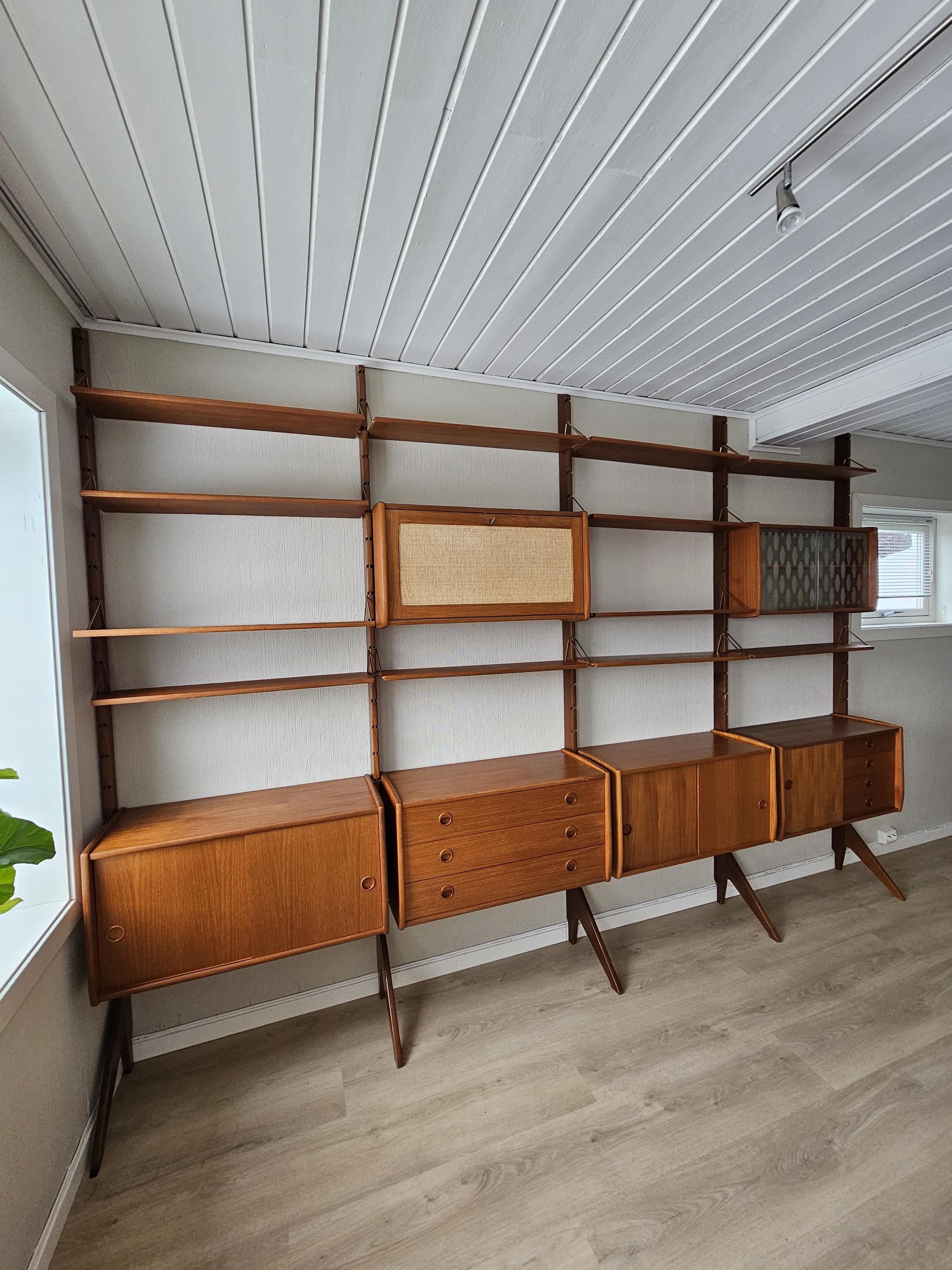 Mid-Century Teak Wall Unit: Scandinavian Modular Shelving by Texmon & Blindheim