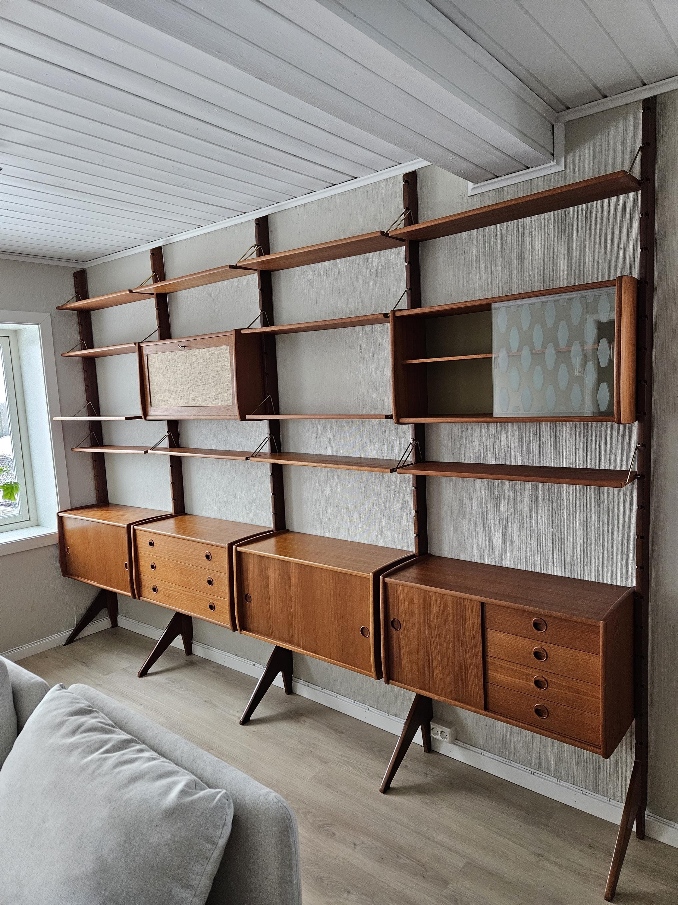 Mid-Century Teak Wall Unit: Scandinavian Modular Shelving by Texmon & Blindheim