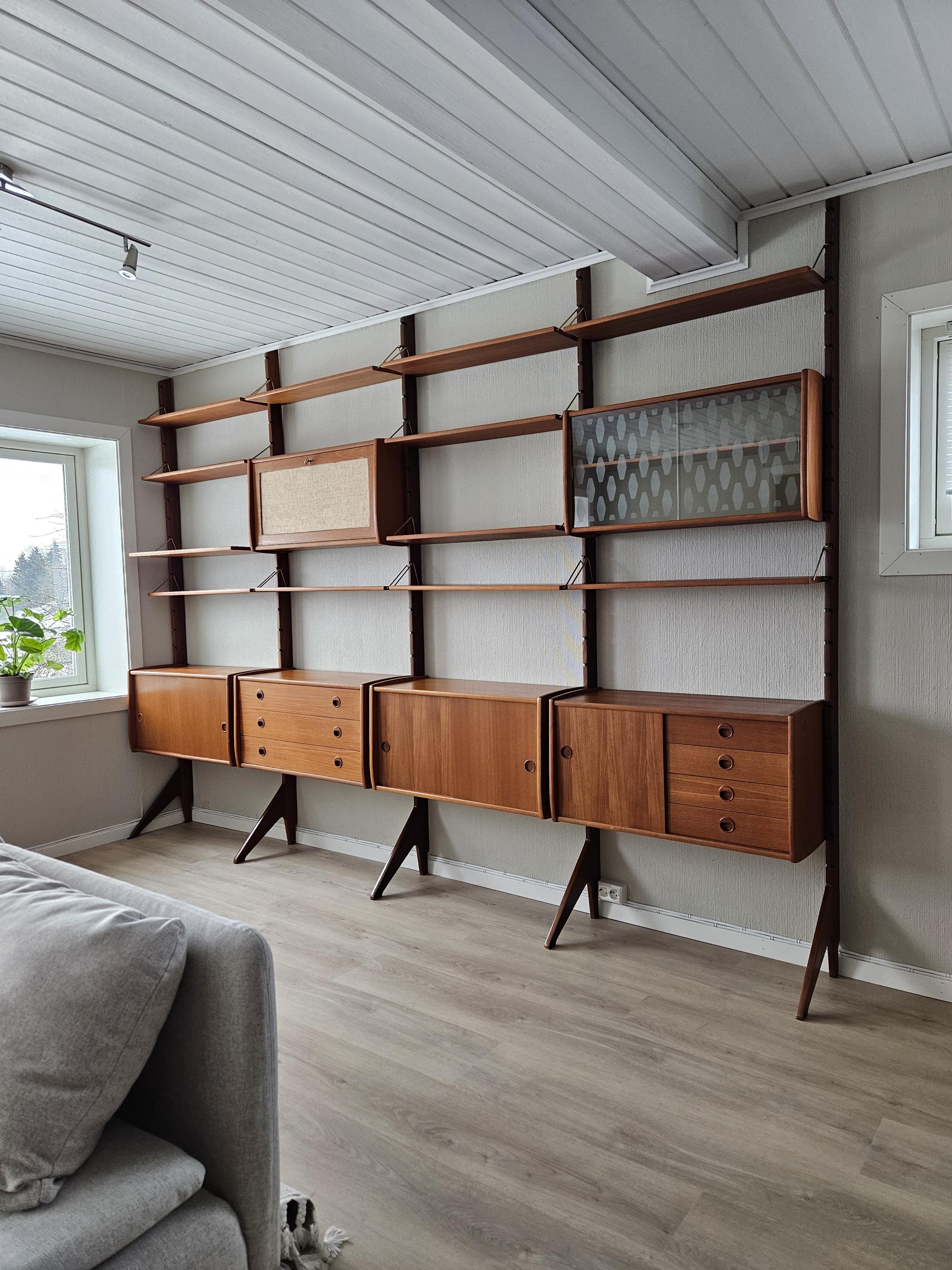 Mid-Century Teak Wall Unit: Scandinavian Modular Shelving by Texmon & Blindheim