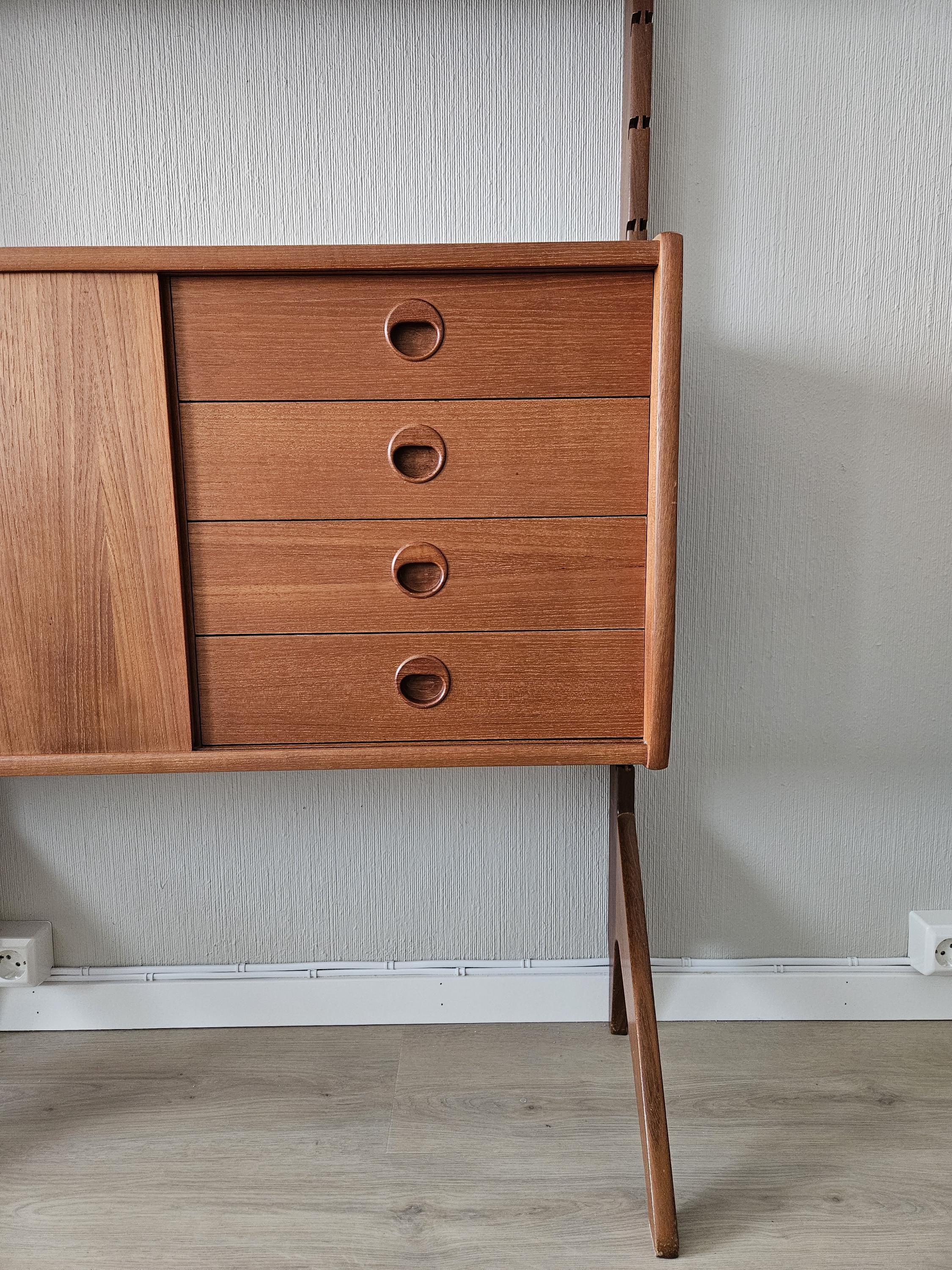 Mid-Century Teak Wall Unit: Scandinavian Modular Shelving by Texmon & Blindheim