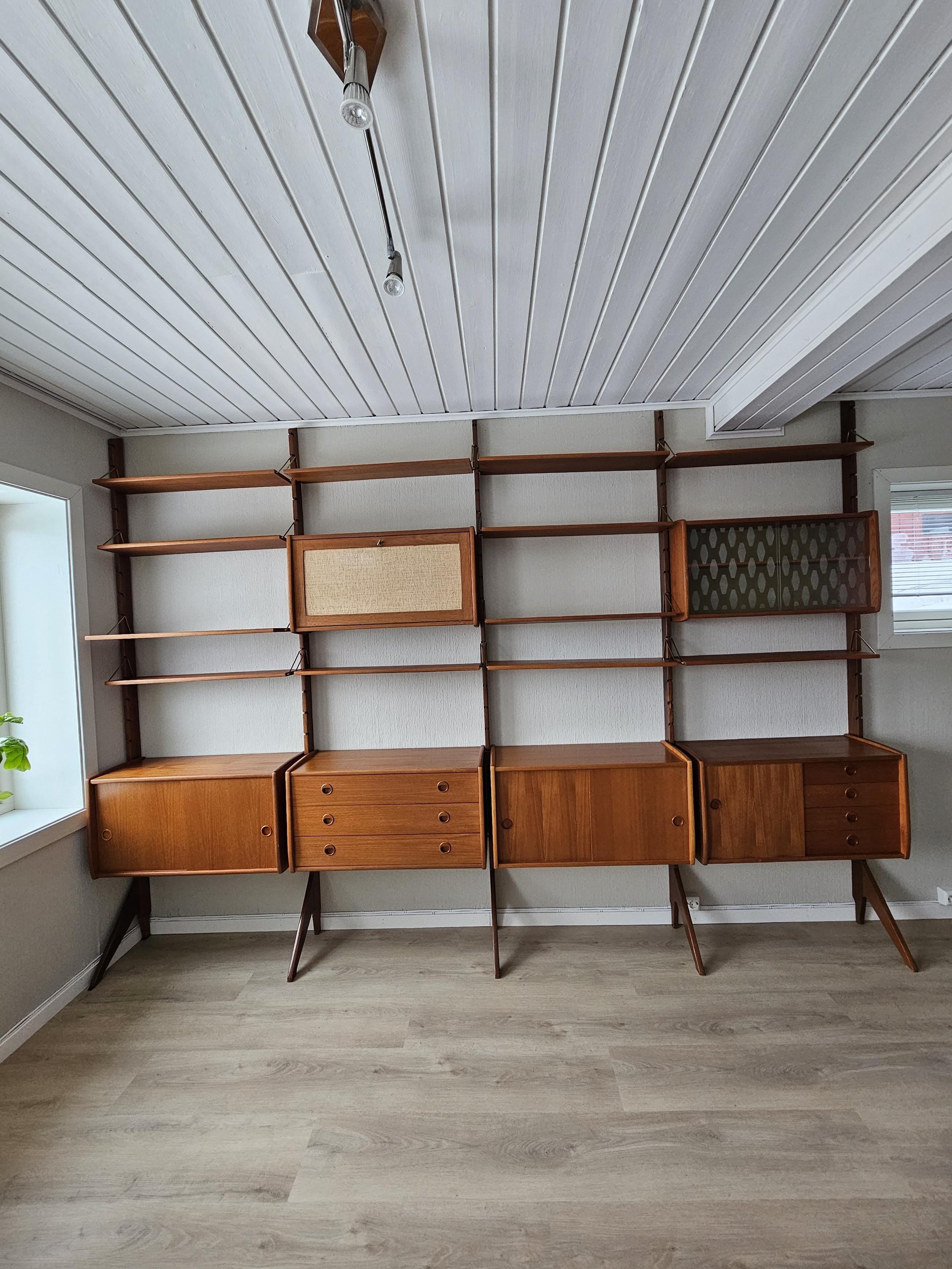 Mid-Century Teak Wall Unit: Scandinavian Modular Shelving by Texmon & Blindheim