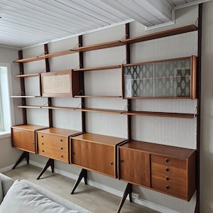 Mid-Century Teak Wand Einheit: Skandinavisches Modulregal von Texmon & Blindheim