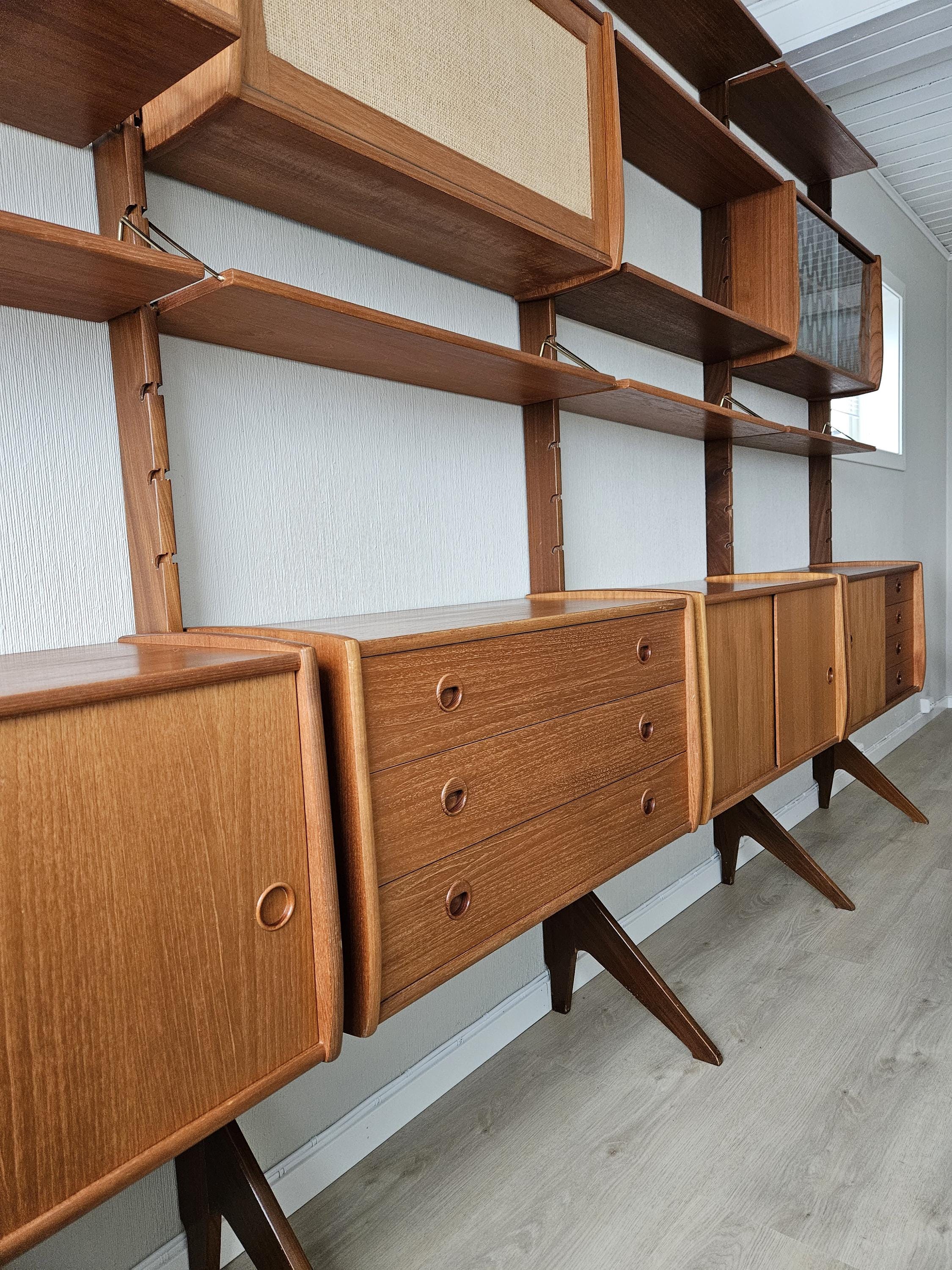 Mid-Century Teak Wall Unit: Scandinavian Modular Shelving by Texmon & Blindheim