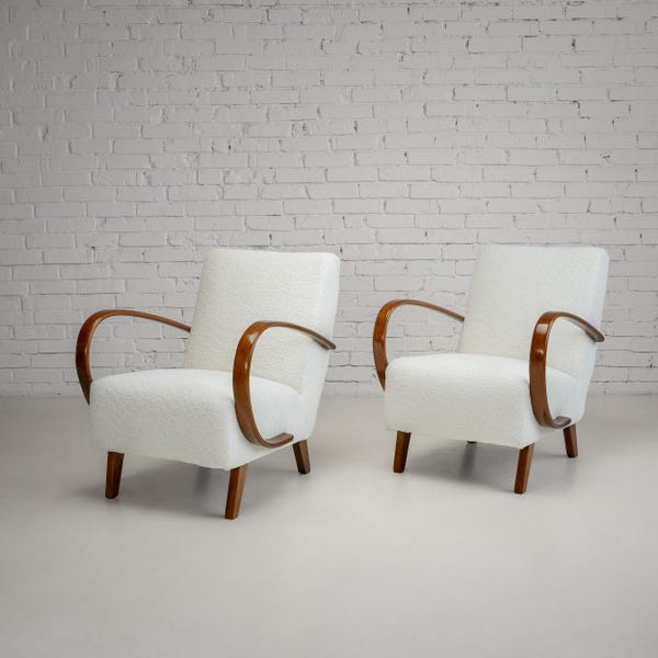 Pair of Armchairs by Jindřich Halabala Mid-Century Czech Lounge Chairs