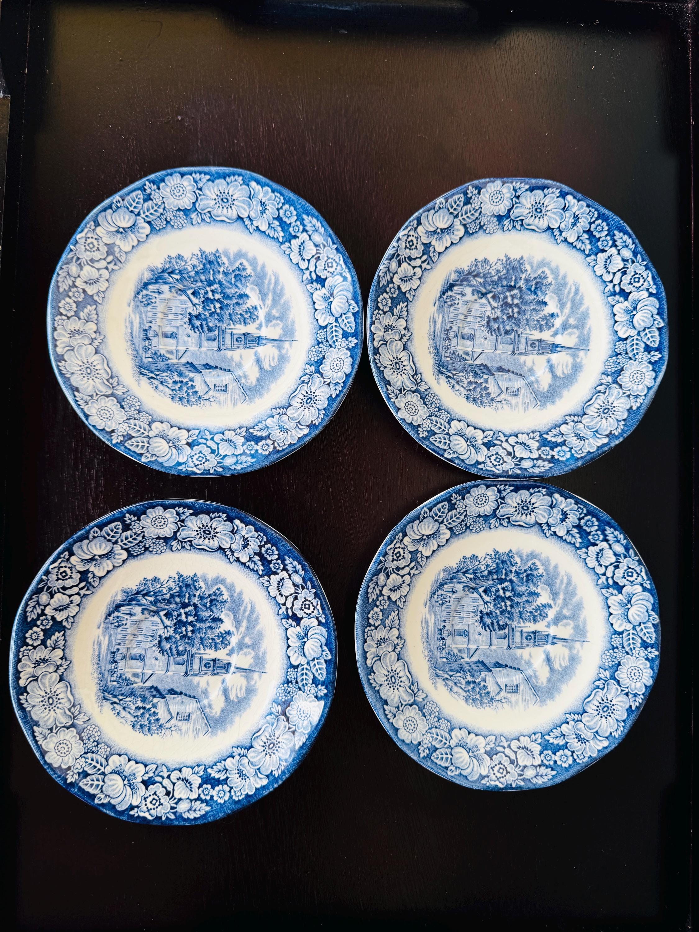【VINTAGE】LIBERTY BLUE リバティーブルー　プレート　8P Liberty Blue Luncheon Plate by Staffordshire | Replacements, Ltd.