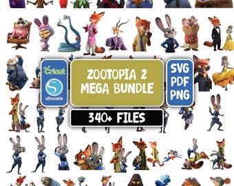 Zootopia 2 PNG SVG Bundle, Zootopia Clipart and Digital Paper, Includes Judy Hoops Nick Wilde png svg for shirt, cake topper birthday