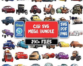 Cars PNG Cliparts Bundle, Lightning McQueen Tow Mater, Cars Characters PNG Cartoon Cliparts, Shirt, Cake Topper, Birthday, Cars Sublimation