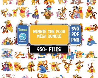 Classic Winnie The Pooh PNG SVG Clipart Bundle, Printable, Boy Birthday Instant Digital Download, Vintage Pooh Baby Shower