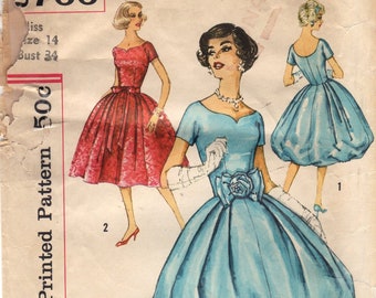 Bust 34-1960's Misses' Dress Simplicity 2766 Size 14