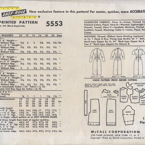 Bust 34-FACTORY FOLDED 1960 Misses' Dress McCall's 5553 Size 14 image 3