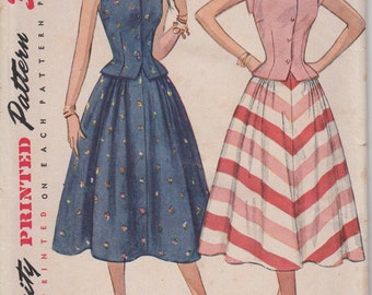 Bust 32-FACTORY FOLDED 1950's Misses' Two-Piece Dress Simplicity 3582 Sz 14-cp