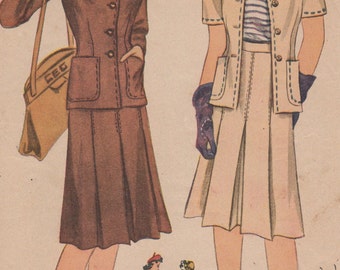 Bust 32-1940's Misses' Jacket and Skirt Simplicity 4289 Size 14