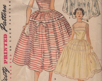 Bust 29-1950's Junior Misses' Dress and Evening Dress Simplicity 4662 Size 11-cp