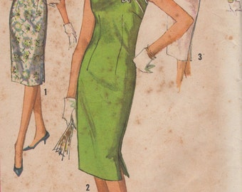 Bust 32-FACTORY FOLDED 1960's Misses' Dress and Cummerbund Simplicity 3000 Size 12-CP