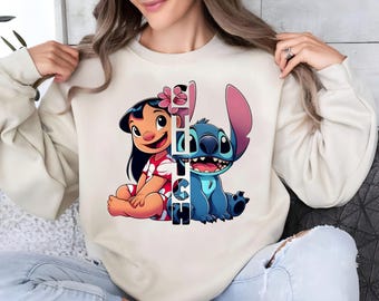 Digitale print van Lilo en Stitch | Leuke cartoon PNG voor T-shirtontwerp | Printbaar bestand van hoge kwaliteit