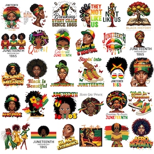 30+ Juneteenth PNG Bundle | Black History Designs | Juneteenth 1865 PNG | Afro Queen Black Freedom Clipart | Cricut Silhouette