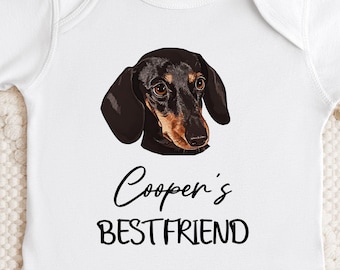 Custom Dog Baby Onesie Personalized Pet Portrait Bodysuit Puppy Best Friend Outfit Baby Shower Gift Dog Lover Newborn Clothes
